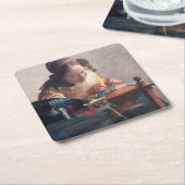 Der Lacemaker, Johannes Vermeer, 1669-1670 Rechteckiger Pappuntersetzer (angewinkelt)