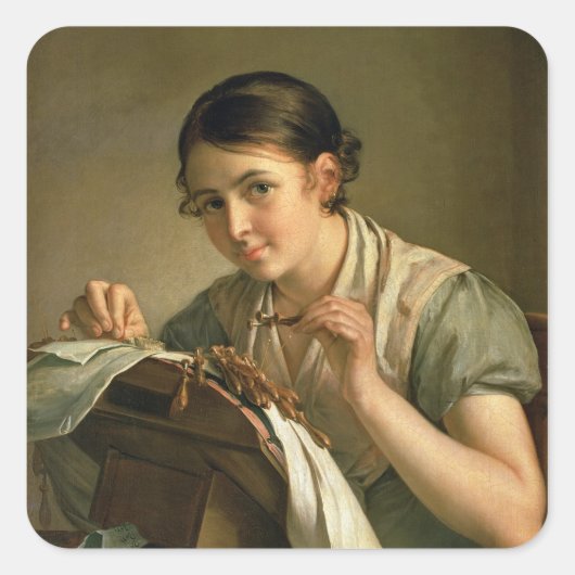 Der Lacemaker von 1823 Quadratischer Aufkleber (Vorderseite)