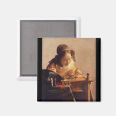 Der Lacemaker von Johannes Vermeer Magnet (Vorderseite/Rückseite)
