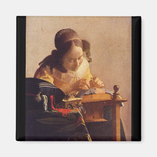 Der Lacemaker von Johannes Vermeer Magnet (Vorne)