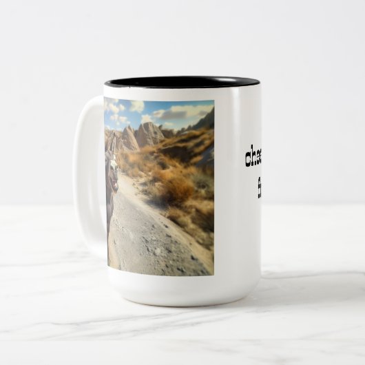 Der lächelnde Esel, Oatman Arizona Zweifarbige Tasse (Vorderseite Links)