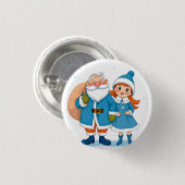 Der lächelnde Weihnachtsmann und Schneemann Button (Vorne & Hinten)