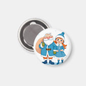 Der lächelnde Weihnachtsmann und Schneemann Magnet (Vorderseite/Rückseite)