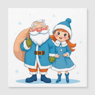 Der lächelnde Weihnachtsmann und Schneemann Magnetkarte