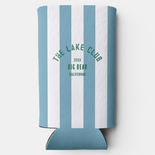 Der Lake Club Green Wappen Blue Nautical Strip Selters Dosenkühler (Rückseite)