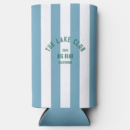 Der Lake Club Green Wappen Blue Nautical Strip Selters Dosenkühler (Vorderseite)