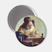 Der Lakemaker, Français La Dentelière, von Vermeer Magnet (Vorderseite/Rückseite)