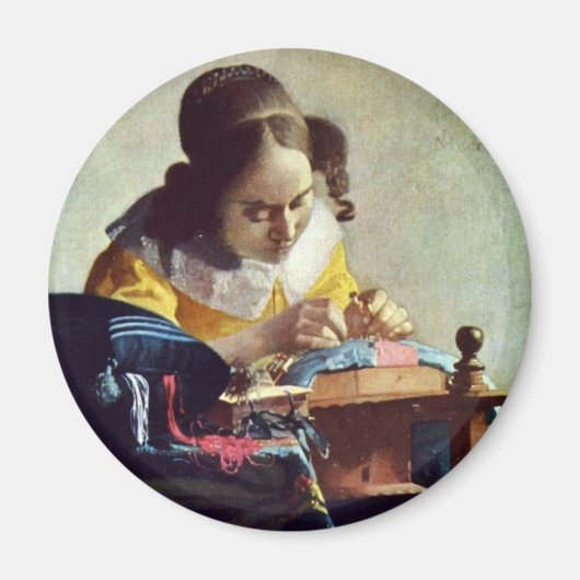 Der Lakemaker, Français La Dentelière, von Vermeer Magnet (Vorne)