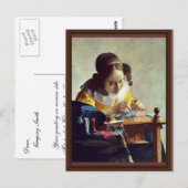Der Lakemaker, Français La Dentelière, von Vermeer Postkarte (Vorne/Hinten)