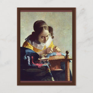 Der Lakemaker, Français La Dentelière, von Vermeer Postkarte