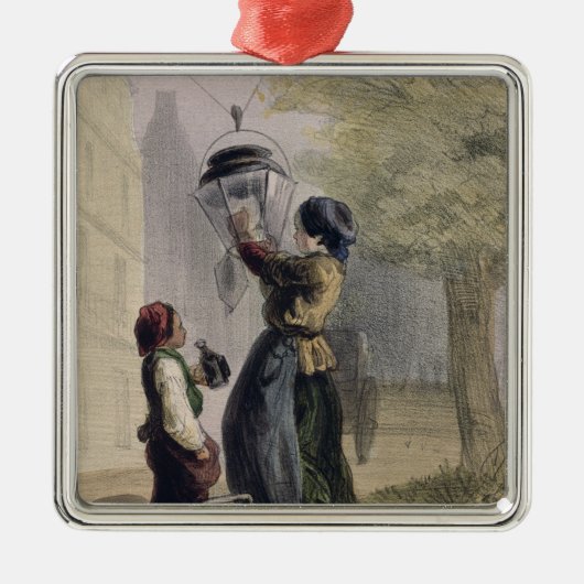 Der Lamplighter, von 'Les Femmes De Paris Silbernes Ornament (Vorne)