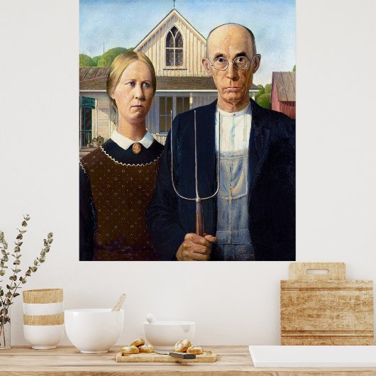 Der landwirtschaftliche Geist, Grant Wood American Poster (Küche)