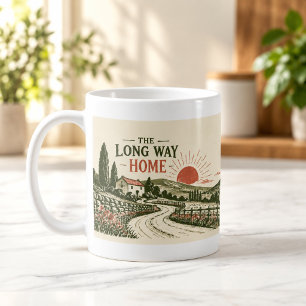 Der lange Weg nach Hause Linolschnitt Road Tasse