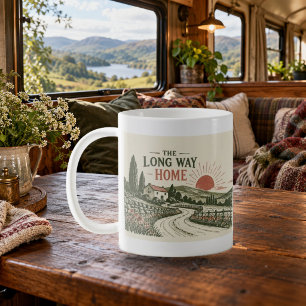 Der lange Weg nach Hause Linolschnitt Road Tasse