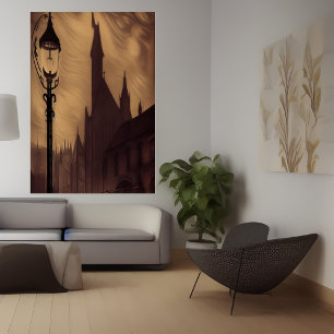 Der Laternenpfahl in der Stadt   AI Art Poster