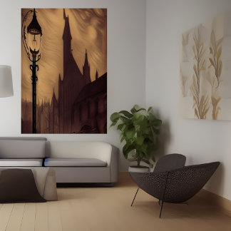 Der Laternenpfahl in der Stadt | AI Art Poster