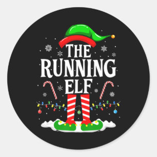 Der laufende Elf Weihnachten Laufender Lustiger Lä Runder Aufkleber
