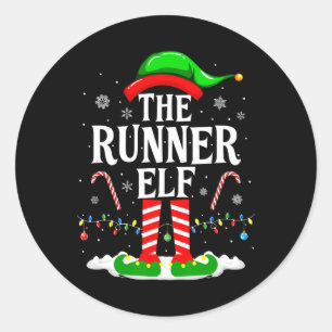 Der Läufer Elf Weihnachten Lustige Läufer Weihnach Runder Aufkleber