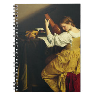 Der Lautenspieler von Orazio Gentileschi Kunst Notizblock