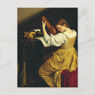 Der Lautenspieler von Orazio Gentileschi Kunst Postkarte