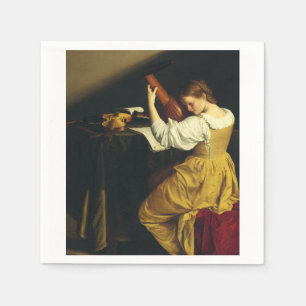 Der Lautenspieler von Orazio Gentileschi Kunst Serviette