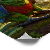 Der lebendige Amazonas-Parrot im üppigen Regenwald Poster (Ecke)