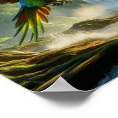 Der lebendige Amazonas-Parrot im üppigen Regenwald Poster (Ecke)