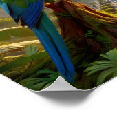 Der lebendige Amazonas-Parrot im üppigen Regenwald Poster (Ecke)