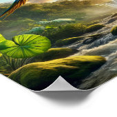 Der lebendige Amazonas-Parrot im üppigen Regenwald Poster (Ecke)