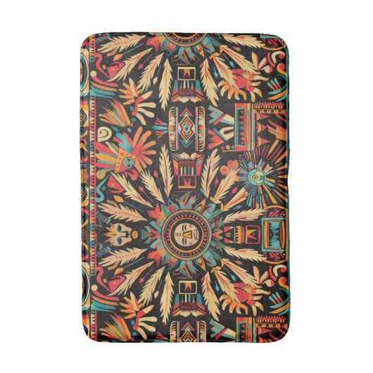 Der lebendige Cyan "Aztec Dream" Muster Plush Bath Badematte (Vorderseite Vertikal)