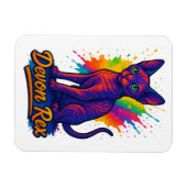 Der lebendige Devon Rex Pop Kunst-Katze - Farbenfr Magnet (Horizontal)
