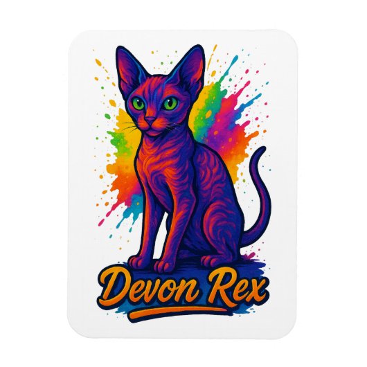 Der lebendige Devon Rex Pop Kunst-Katze - Farbenfr Magnet (Vertikal)