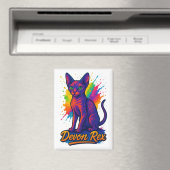Der lebendige Devon Rex Pop Kunst-Katze - Farbenfr Magnet (In Situ (Geschirrspüler))