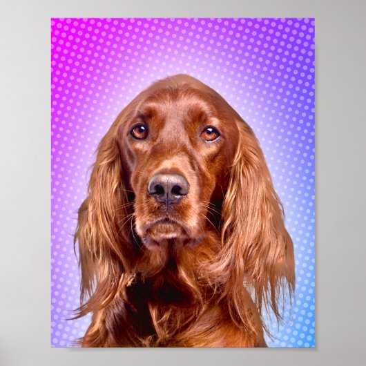 Der lebendige irische Setter Pop Art Poster (Vorne)