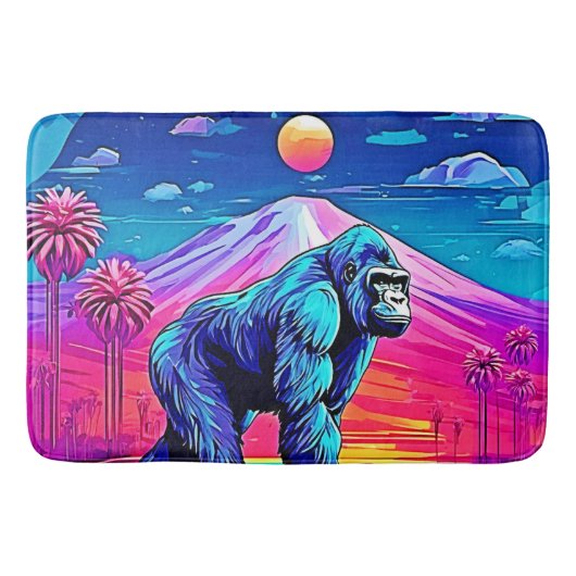 Der lebendige Neon Gorilla in einem surrealen Dsch Badematte (Vorderseite)