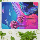 Der lebendige Neon Gorilla in einem surrealen Dsch Geschirrtuch (Gefaltet)