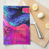 Der lebendige Neon Gorilla in einem surrealen Dsch Geschirrtuch (Viertel Falte)