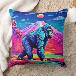Der lebendige Neon Gorilla in einem surrealen Dsch Kissen