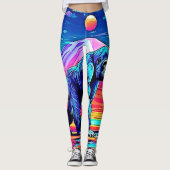 Der lebendige Neon Gorilla in einem surrealen Dsch Leggings (Vorderseite)