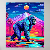 Der lebendige Neon Gorilla in einem surrealen Dsch Poster (Vorne)