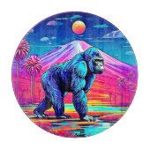 Der lebendige Neon Gorilla in einem surrealen Dsch Schneidebrett (Vorderseite)