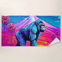 Der lebendige Neon Gorilla in einem surrealen Dsch
