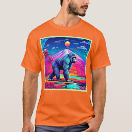 Der lebendige Neon Gorilla in einem surrealen Dsch T-Shirt