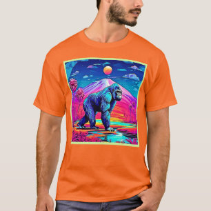 Der lebendige Neon Gorilla in einem surrealen Dsch T-Shirt