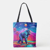 Der lebendige Neon Gorilla in einem surrealen Dsch Tasche (Rückseite)
