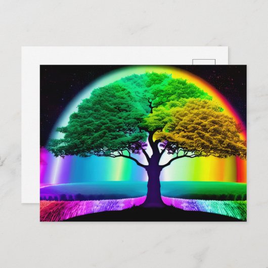 Der lebendige Regenbogenbaum des Lebenssymbols Postkarte (Vorne/Hinten)