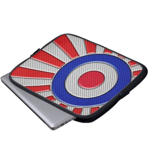 Der lebendige Roundel Sunburst Design Carbon Fibre Laptopschutzhülle (Vorne Knopf)