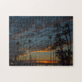 Der lebendige Sonnenuntergang San Diego mit Palmen Puzzle
