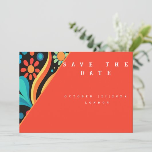Der lebendige Stil der 70er Jahre Save The Date (Stehend Vorderseite)