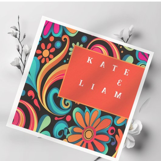 Der lebendige Stil der 70er Jahre Serviette